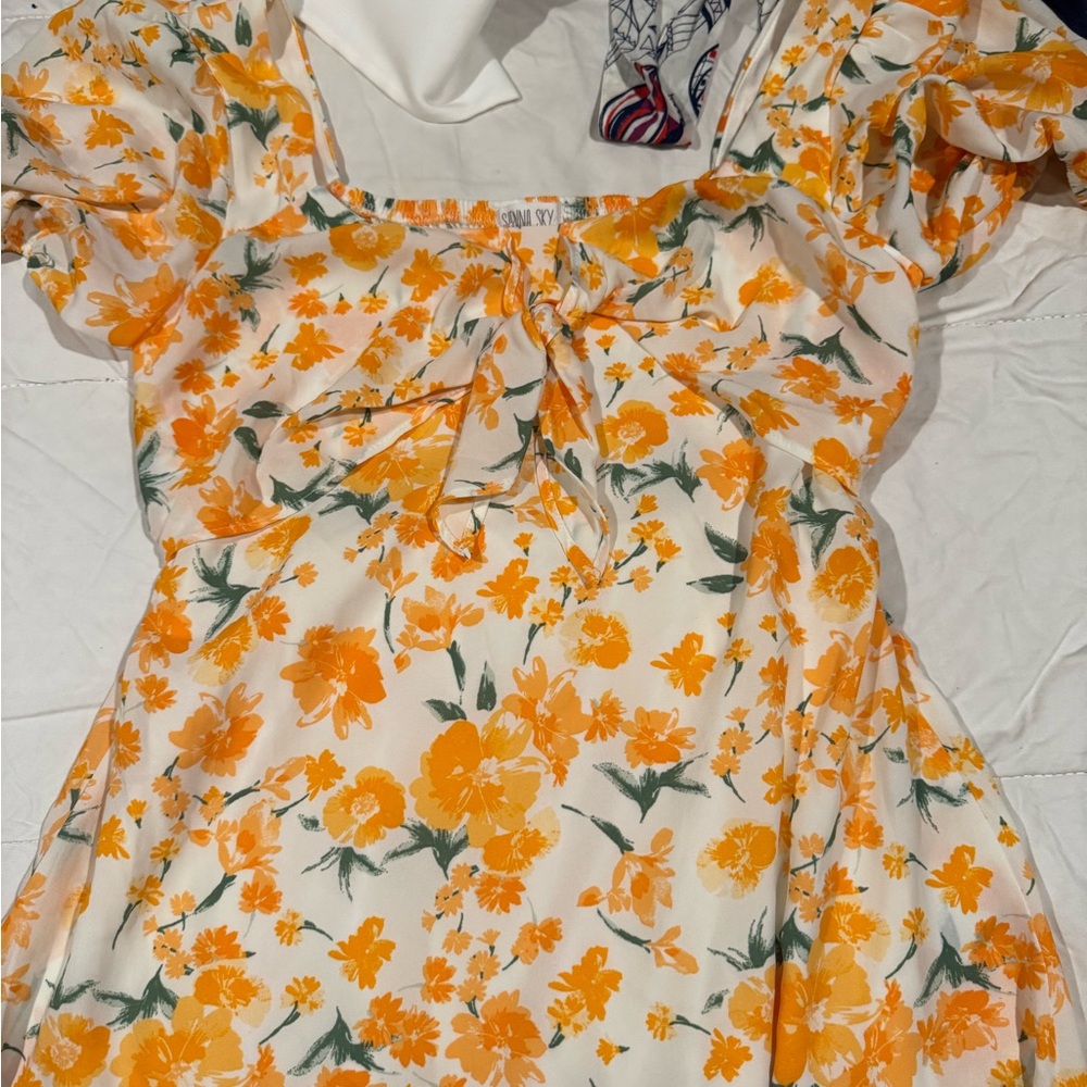 Sienna Sky Orange and Green Floral Dress